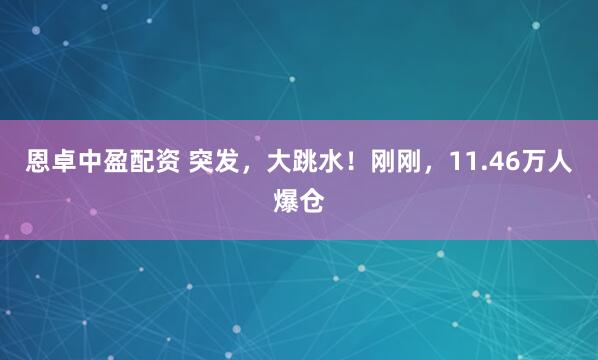 恩卓中盈配资 突发,大跳水!刚刚,11.46万人爆仓
