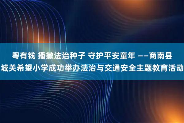 粤有钱 播撒法治种子 守护平安童年 ——商南县城关希望小学成功举办法治与交通安全主题教育活动